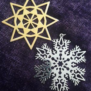 SALE Vintage1979 MMA Silver Plated Snowflake/Gold-plated Star Christmas Ornament